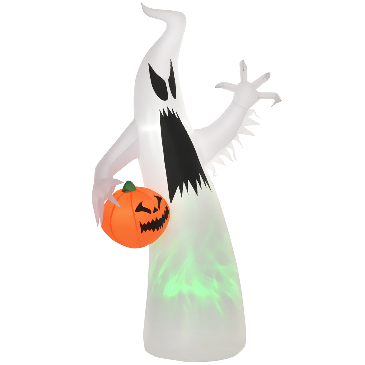 Self-inflating spooky ghost spirit LED illuminated Halloween decoration polyester white 105 x 65 x 180 cm