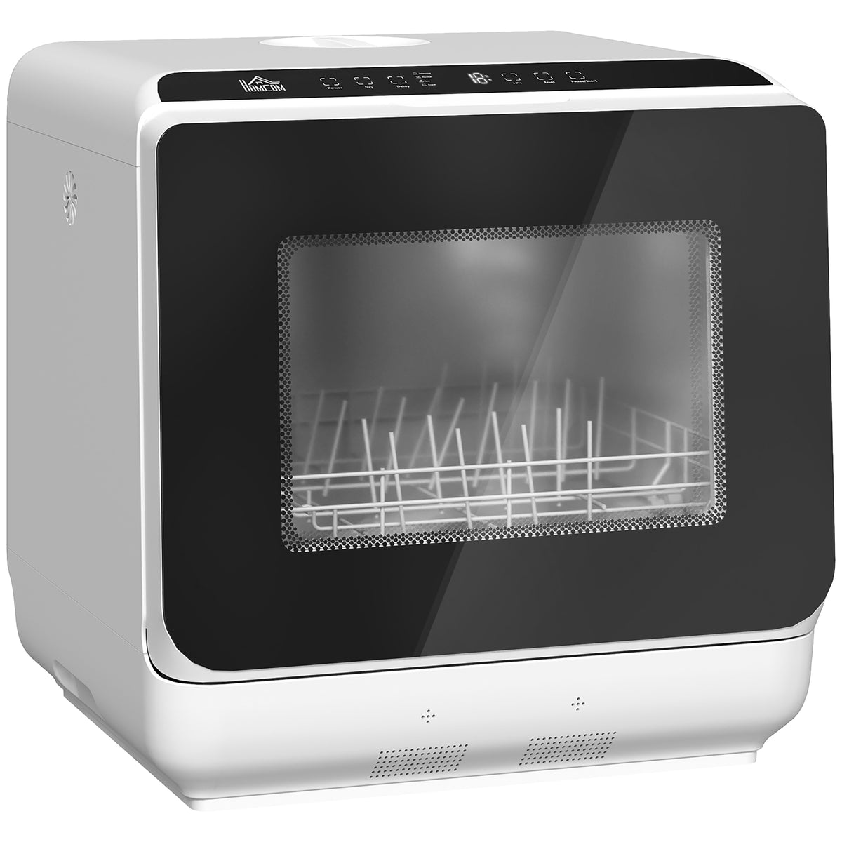 Countertop dishwasher, mini dishwasher with 6-liter tank, 5 programs, LED display, drying function, white