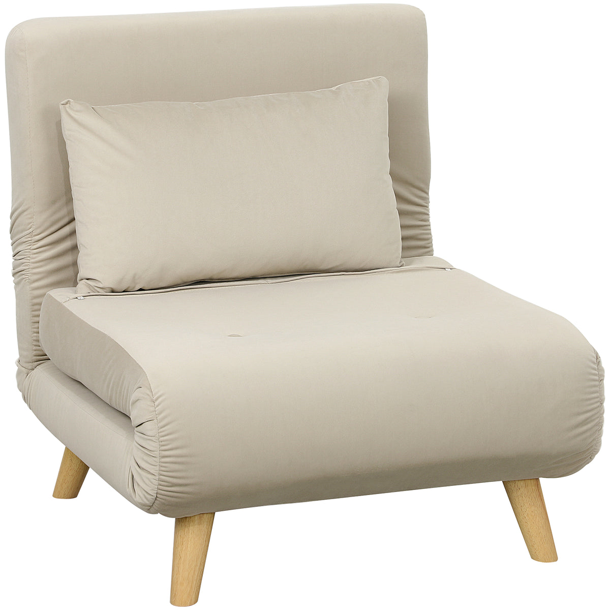 Folding armchair with bed function, foldable recliner in velvet look, adjustable backrest, load capacity up to