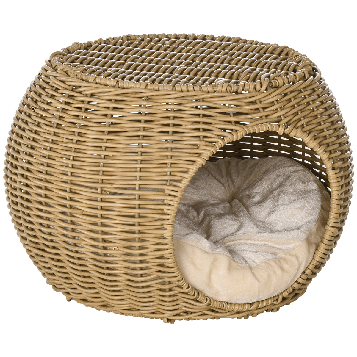 Kattekurv i rattan i to etager katteseng kattekurv med pude fordør til kat under 3,5 kg Ø40 x 30 cm