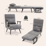 Sovesofa 3-i-1 sammenklappelig lænestol med sovefunktion, 186 x 60 cm sovestol med 5-trins justerbart ryglæn (3)